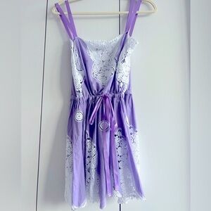 NWOT Miguelina purple embroidered mini dress